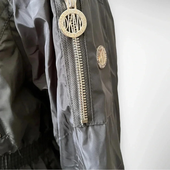 DKNY Girls Olive Green‎ Stadium Parka Cinched Waist Faux Fur Trim Large | NWT - Picture 7 of 14